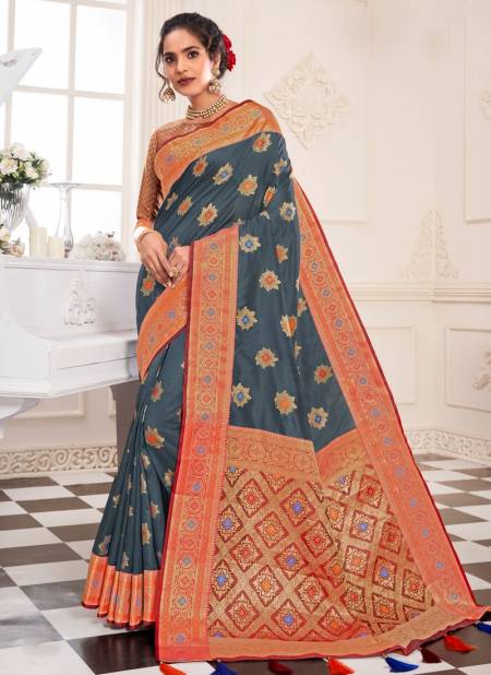 Gray Colour ASHIKA JHALAK Latest Fancy Designer Silk With Rich Pallu Festive Wear Saree Collection J 06